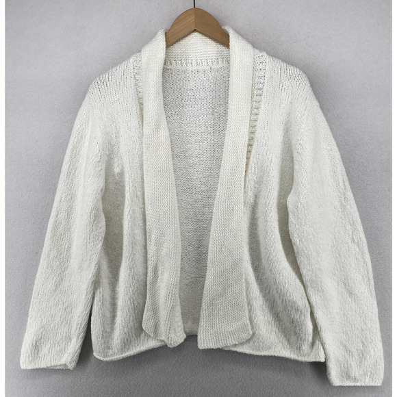 Eileen Fisher Sweaters - EILEEN FISHER Cardigan L Chunky Organic Cotton Shawl Open Front Off White